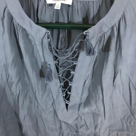 Madewell Lace Up Peasant Long Sleeve Blouse Top - Picture 3 of 7